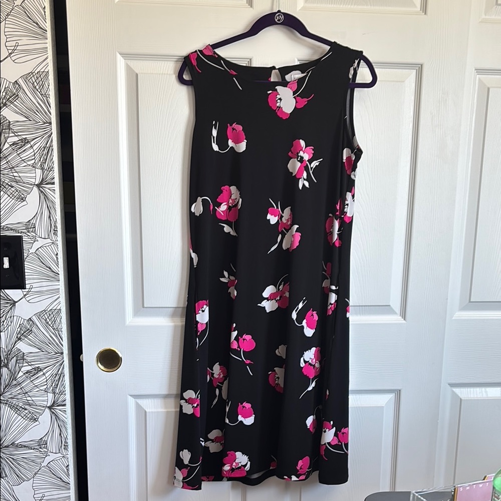 Susan Graver Pink and Green Sheath Midi Dress for Wedding Guest